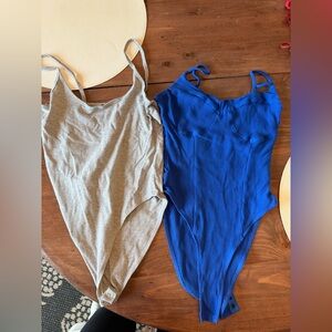 Elegant Blue and Gray Women's Bodysuit Set